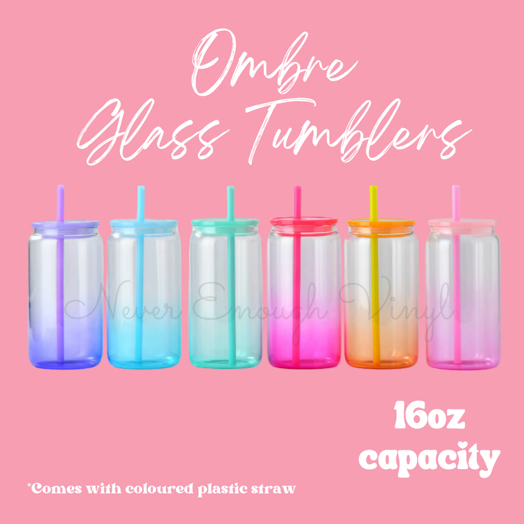 Ombre 16oz Tumblers - 16oz Glass Tumbler